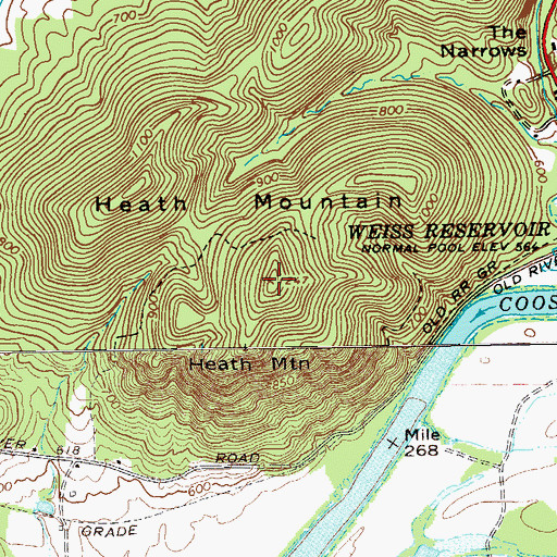 Topographic Map of Heath Mountain, GA