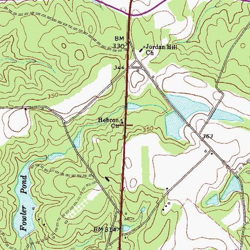 Topographic Map of Hebron Church, GA