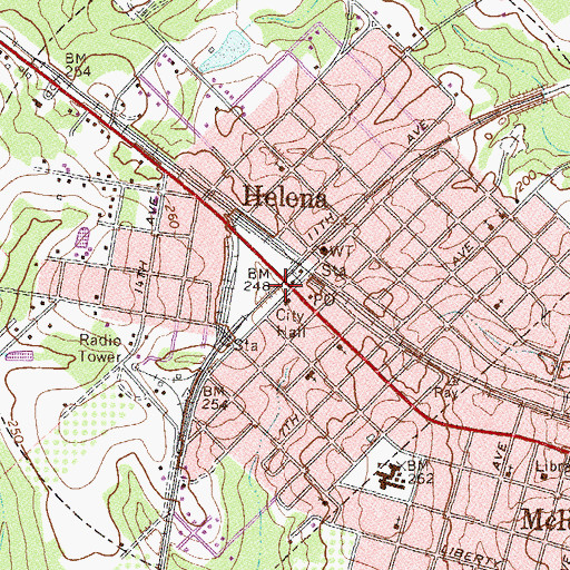 Topographic Map of Helena, GA