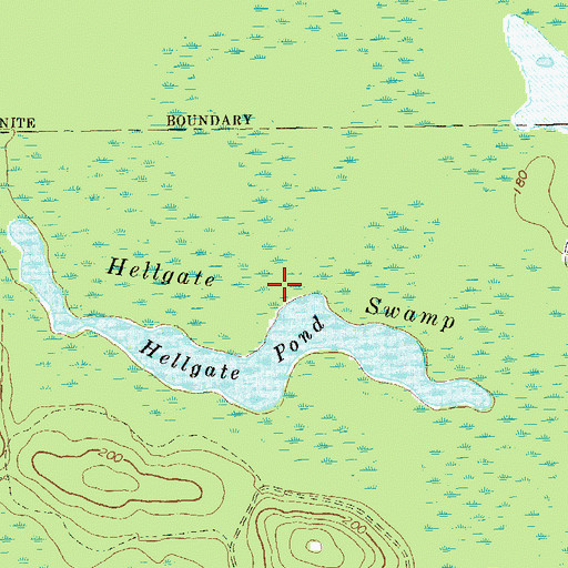Topographic Map of Hellgate Swamp, GA