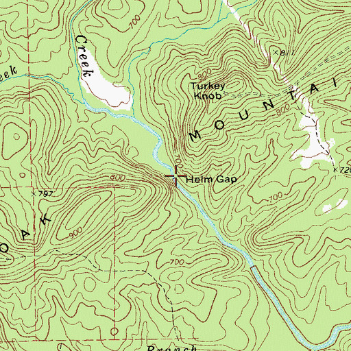 Topographic Map of Helm Gap, GA