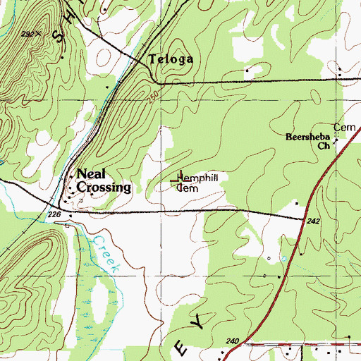 Topographic Map of Hemphill Cemetery, GA