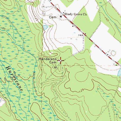 Topographic Map of Henderson Cemetery, GA