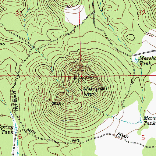 Topographic Map of Marshall Mountain, AZ