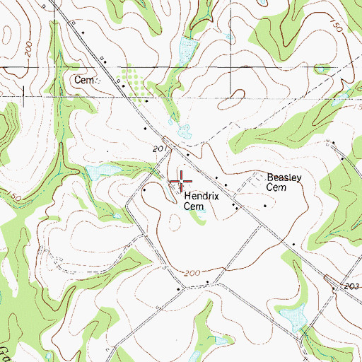 Topographic Map of Hendrix Cemetery, GA
