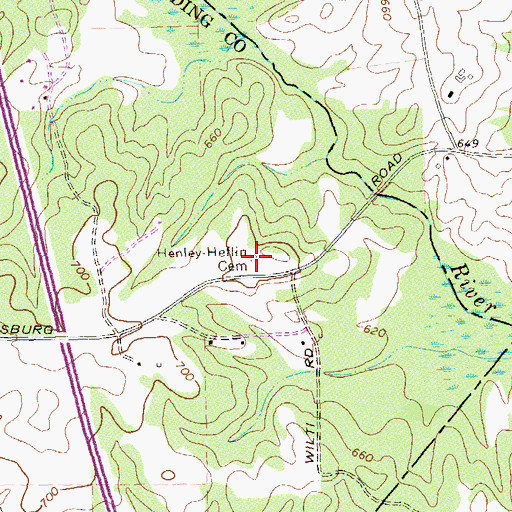 Topographic Map of Henley-Heflin Cemetery, GA