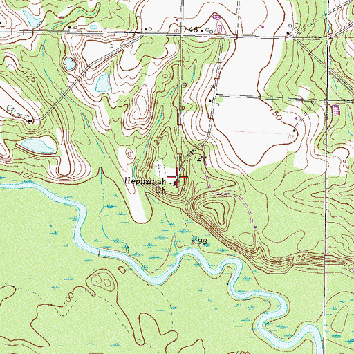 Topographic Map of Hephzibah Church, GA