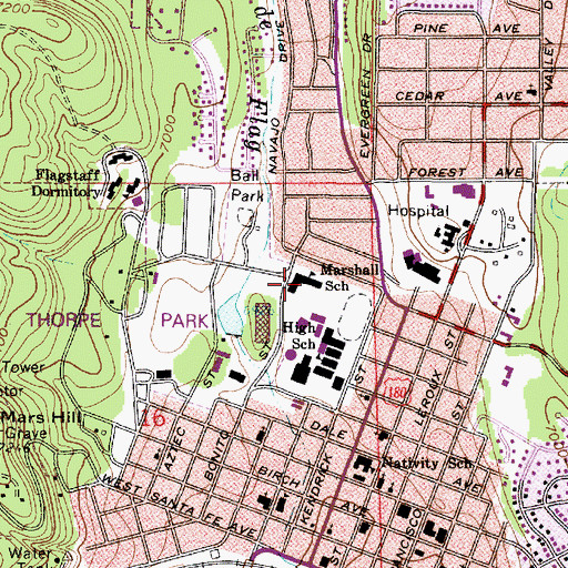 Topographic Map of Marshall Elementary Magnet School, AZ