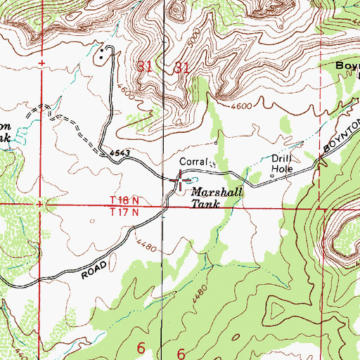 Topographic Map of Marshall Tank, AZ