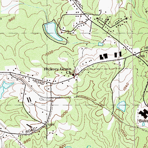 Topographic Map of Hickory Grove Church, GA
