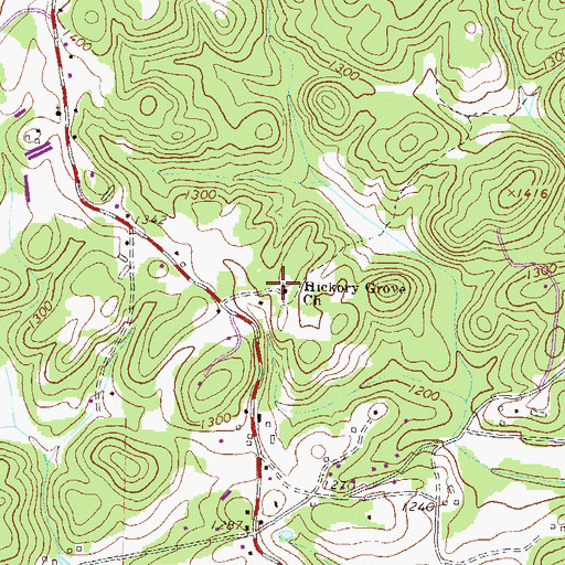 Topographic Map of Hickory Grove Church, GA