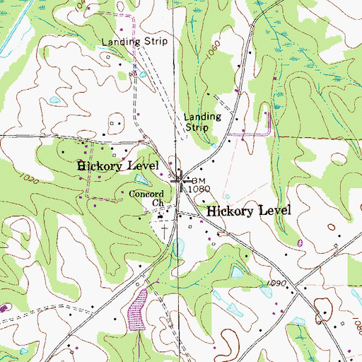Topographic Map of Hickory Level, GA