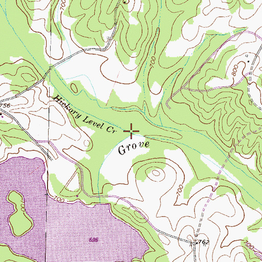 Topographic Map of Hickory Level Creek, GA