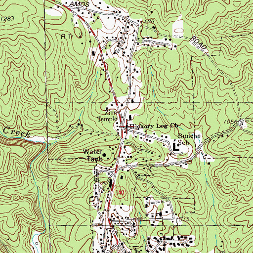 Topographic Map of Hickory Log Church, GA