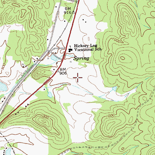 Topographic Map of Hickory Log Vocational School, GA
