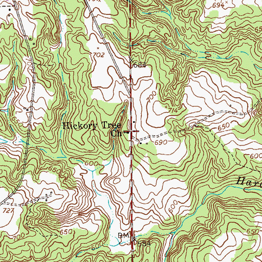 Topographic Map of Hickory Tree Church, GA