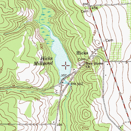 Topographic Map of Hicks Millpond, GA