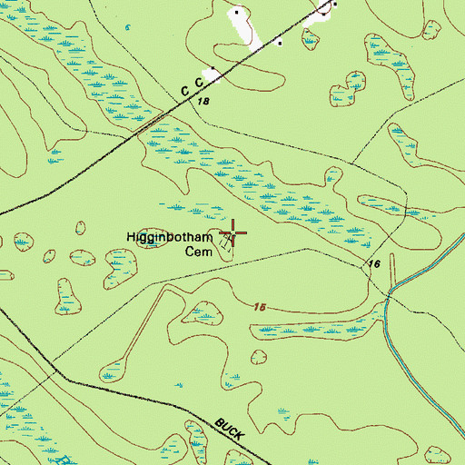 Topographic Map of Higginbotham Cemetery, GA