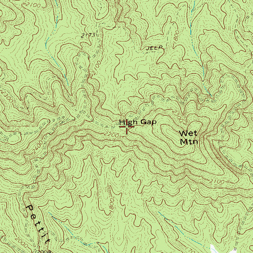 Topographic Map of High Gap, GA