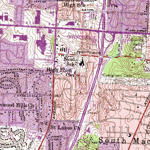 Topographic Map of High Point Church, GA