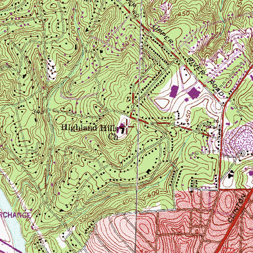 Topographic Map of Highland Hills Church, GA