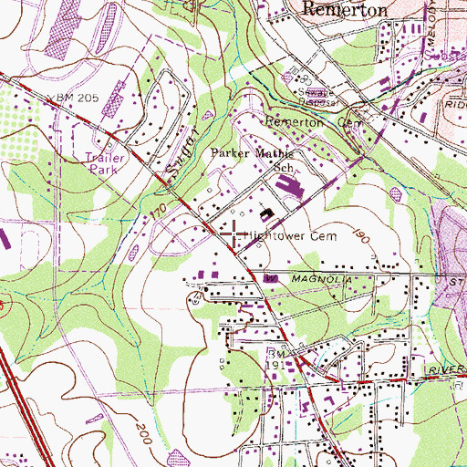 Topographic Map of Hightower Cemetery, GA