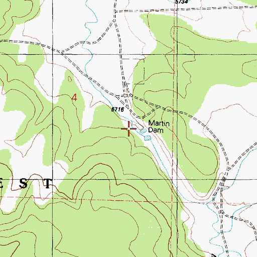 Topographic Map of Martin Dam, AZ