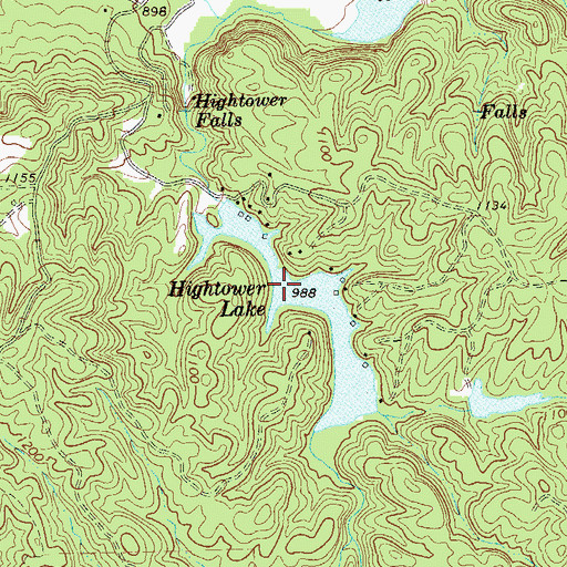 Topographic Map of Hightower Lake, GA
