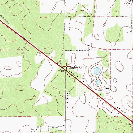 Topographic Map of Highway Church, GA