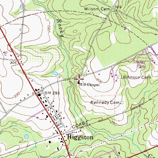 Topographic Map of Hill Chapel, GA