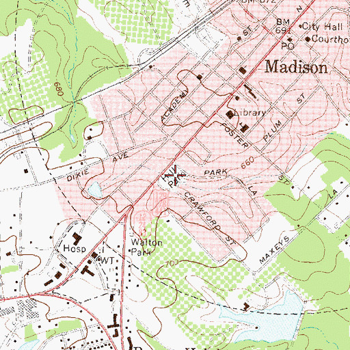 Topographic Map of Hill Park, GA