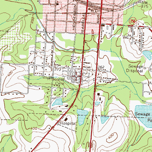 Topographic Map of Hillcrest Cemetery, GA