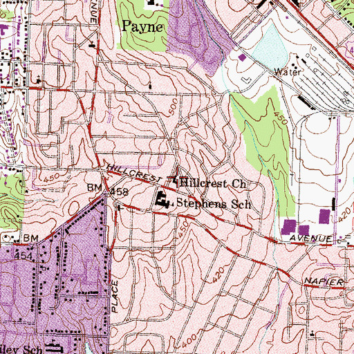 Topographic Map of Hillcrest Church, GA