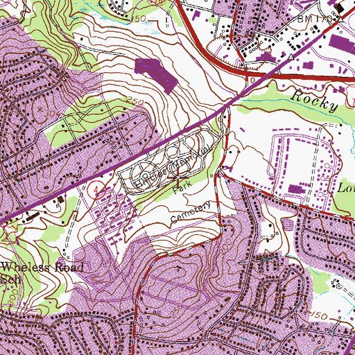 Topographic Map of Hillcrest Memorial Park, GA