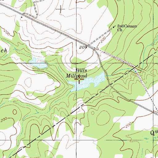 Topographic Map of Hills Branch, GA