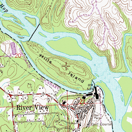 Topographic Map of Hills Island, GA