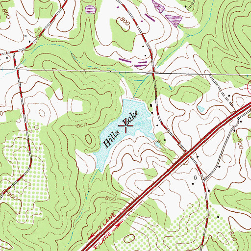 Topographic Map of Hills Lake, GA