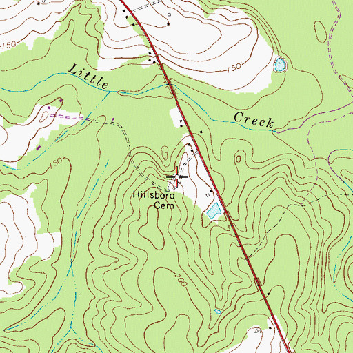 Topographic Map of Hillsboro Cemetery, GA