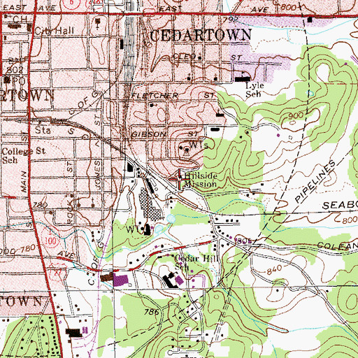 Topographic Map of Hillside Mission, GA