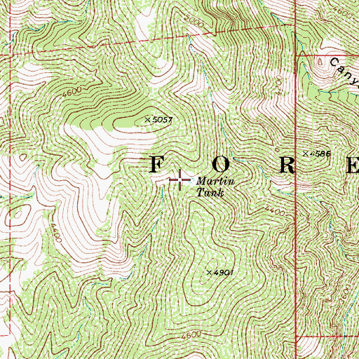 Topographic Map of Martin Tank, AZ