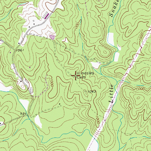 Topographic Map of Hinesley Cemetery, GA