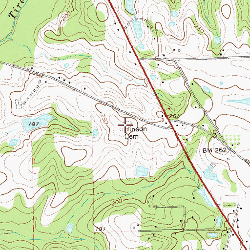 Topographic Map of Hinson Cemetery, GA