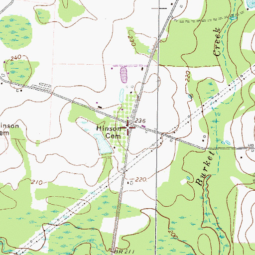 Topographic Map of Hinson Cemetery, GA
