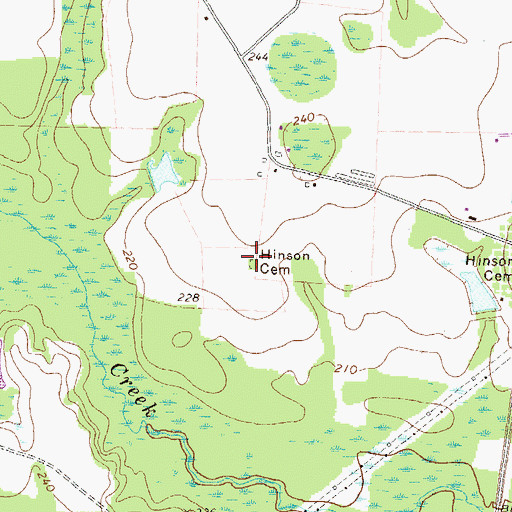 Topographic Map of Hinson Cemetery, GA