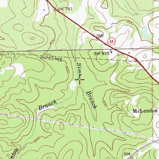 Topographic Map of Hinton Branch, GA