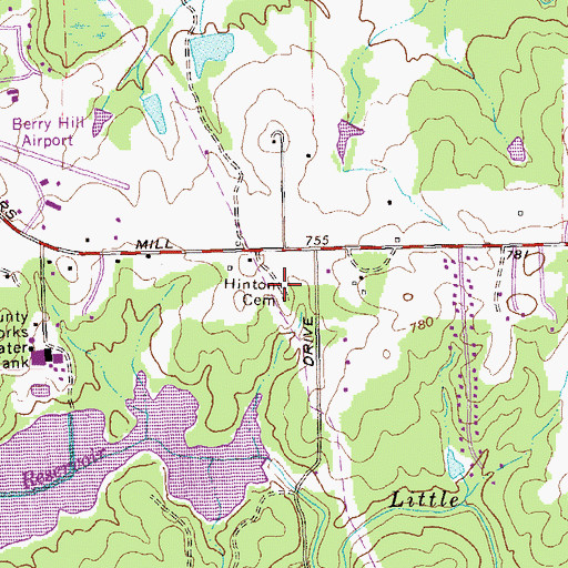 Topographic Map of Hinton Cemetery, GA
