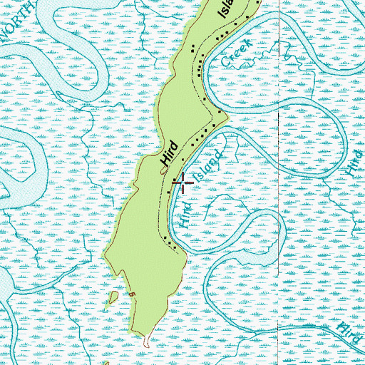 Topographic Map of Hird Island Creek, GA