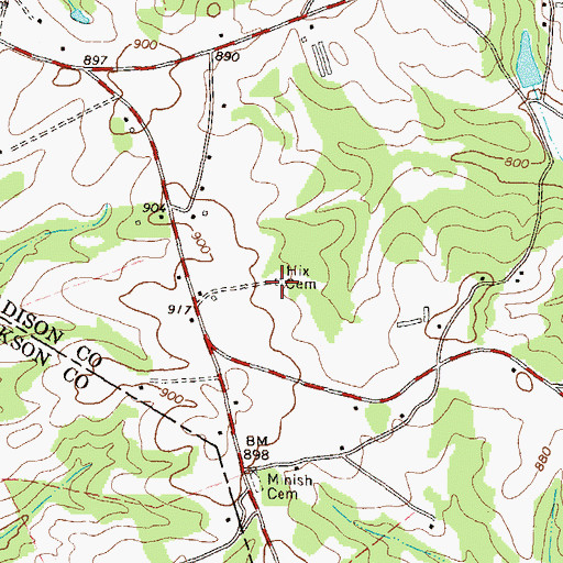 Topographic Map of Hix Cemetery, GA