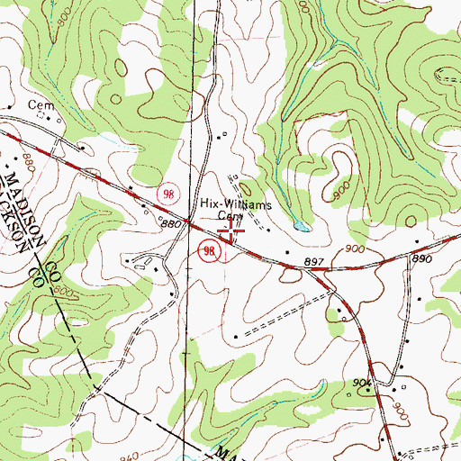 Topographic Map of Hix-Williams Cemetery, GA