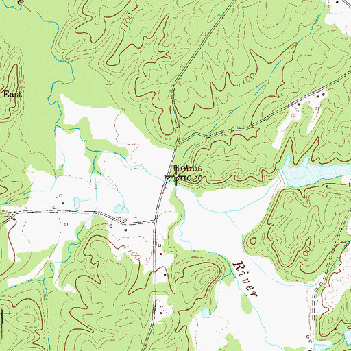 Topographic Map of Hobbs Bridge, GA